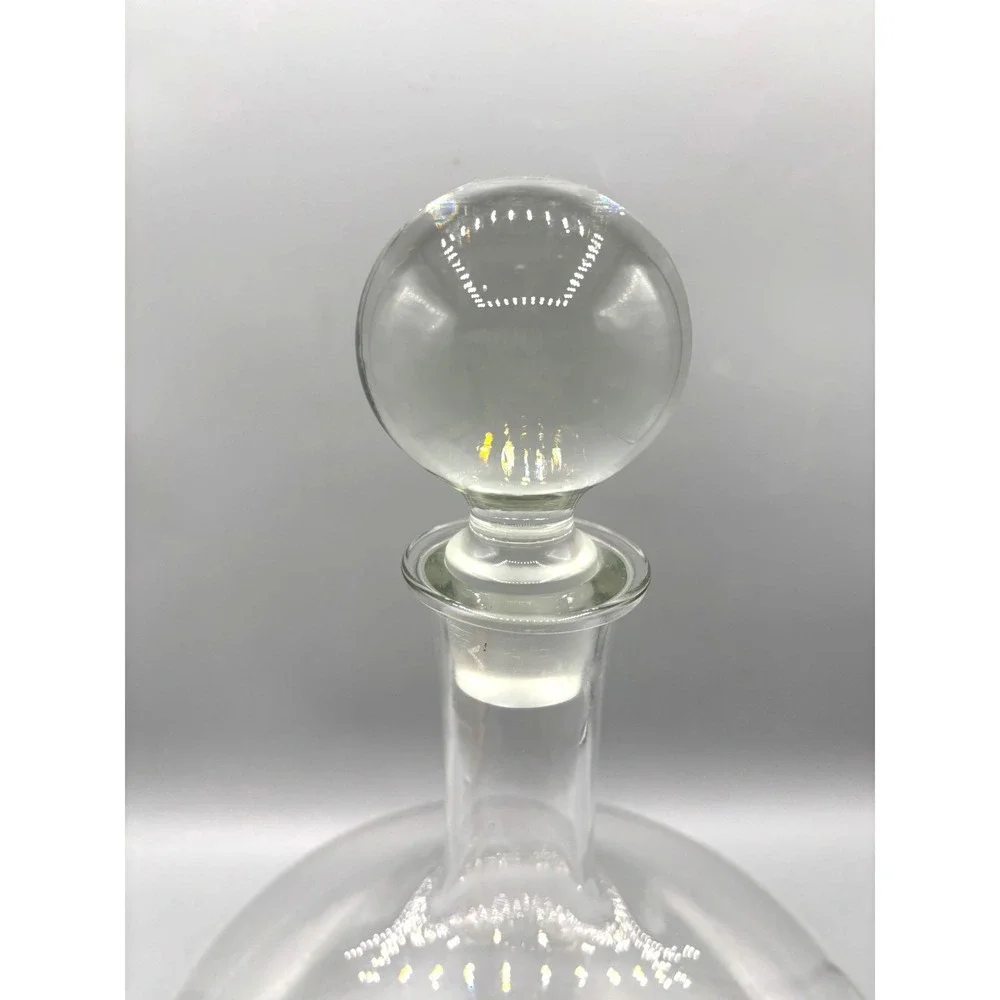 Vintage Etched Glass Ship Decanter Nautical Sailing Vessel with Ball Stopper